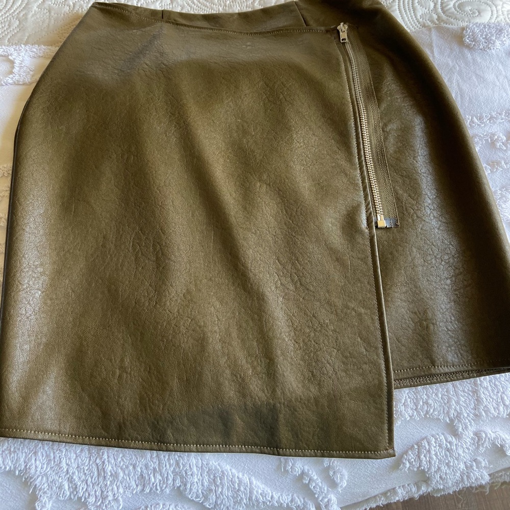 Olive green pleather skirt